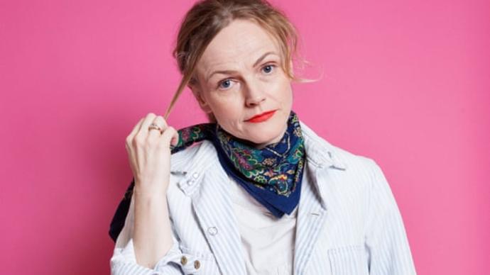 photo of maxine peake in front of pink background