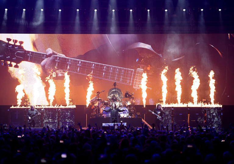 An image from the live concert film Black Sabbath End of the End