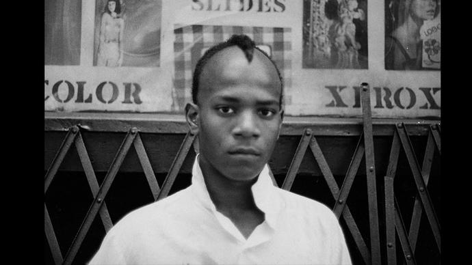 Photo of Basquiat in black and white