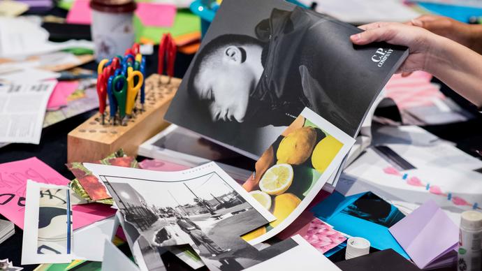 Photo of pile of magazines from a zine making workshop at the Barbican