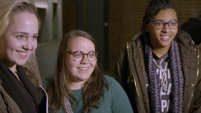 three young people being interviewed