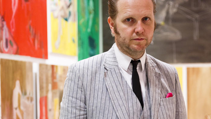 Artist Ragnar Kjartansson in suit