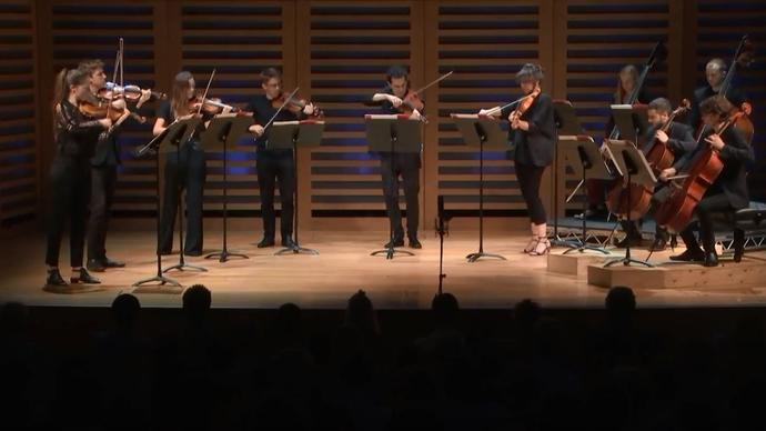 photo of people playing the violin