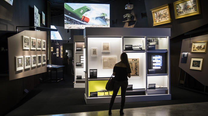 Woman looking at exhibition