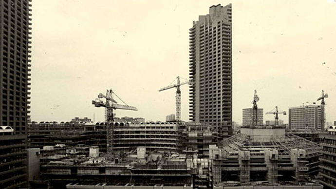 Archive photo of the Barbican during construction