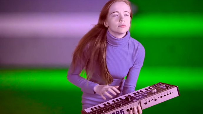 a girl with a keyboard