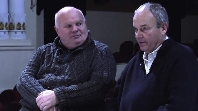 Photo of Cheek by Jowl, two men talking to the camera