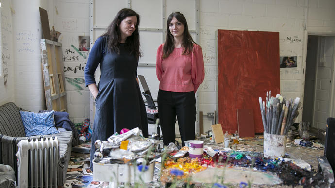 chantal joffe and katy hessel in the studio