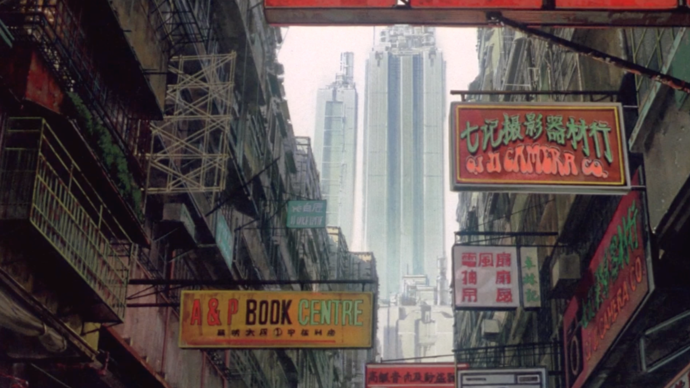 anime of cityscape containing shop signs in chinese characters