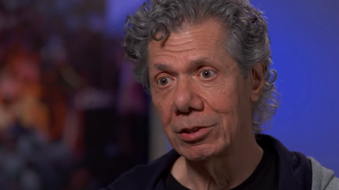 Photo of Chick Corea talking to the camera about his new album Trilogy 2