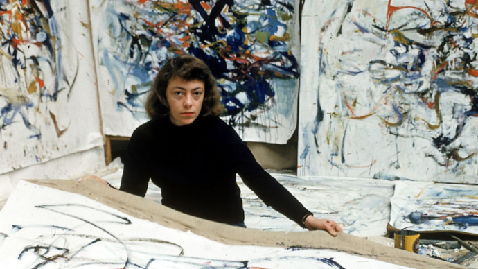 photo of joan mitchell in her studio