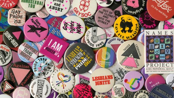 a photo of vintage LGBT+ badges