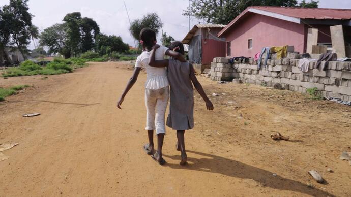 A woman walks