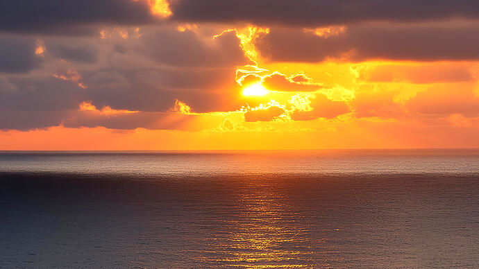 A photo of a sunset over the ocean