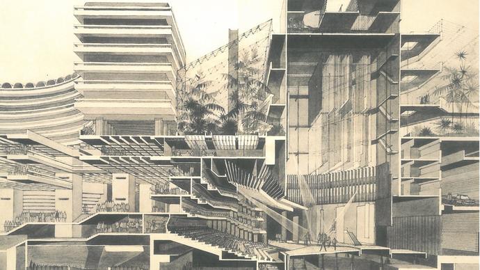 Illustration of Barbican Centre cross section