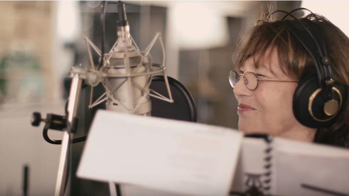 a photo of jane birkin recording in the studio