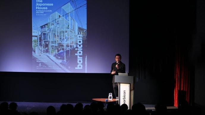 japanese architect sou fujimoto giving a very interesting lecture about architecture in japan at the barbican centre in london