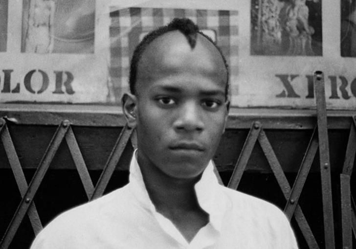 Photo of Basquiat in black and white