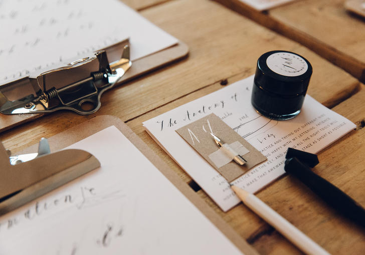 Calligraphy workshop in the Barbican Shop