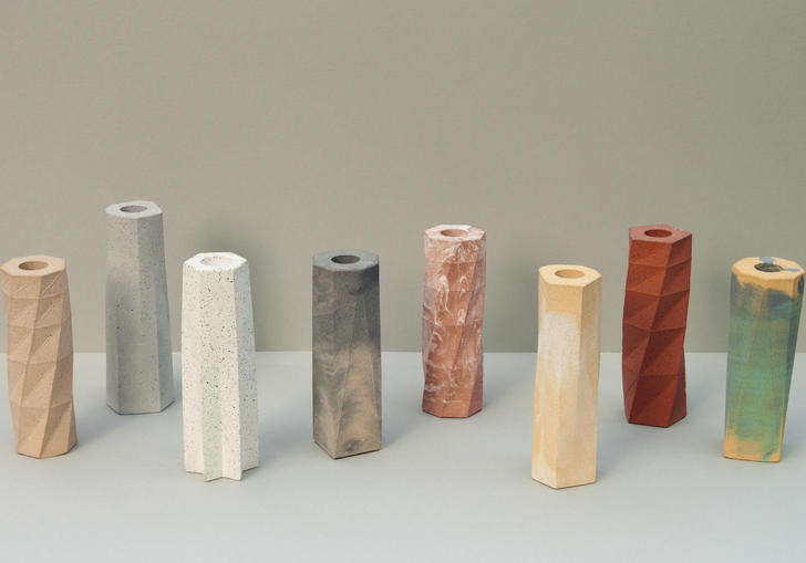 Phil Cuttance casting workshops showing jesmonite vases