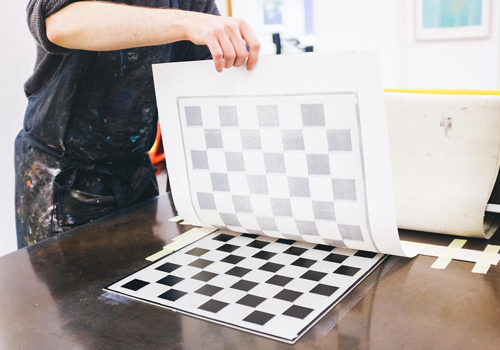 Image of Jamie Temple Prints lino printing demo in the Barbican Shop as part of Make! Contemporary Craft