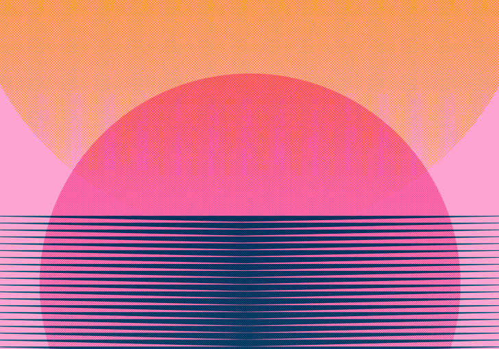Orange pink and purple concentric circles