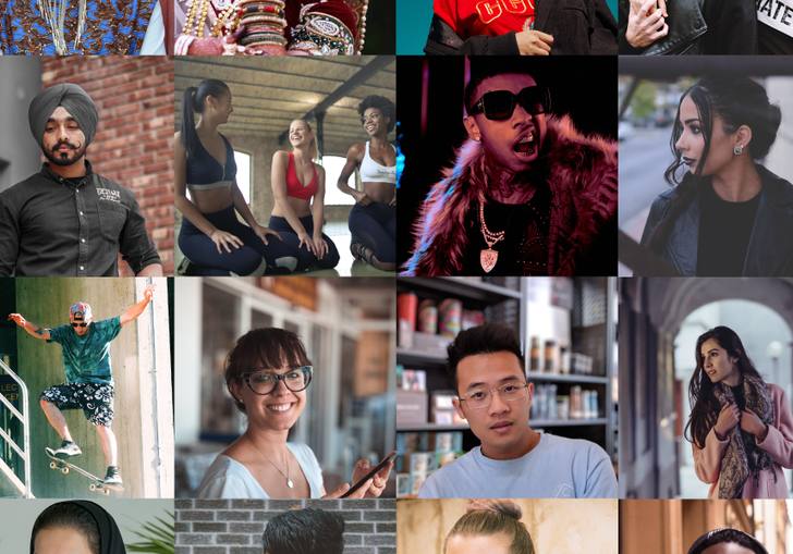 A grid image of a diverse group of people enjoying themselves