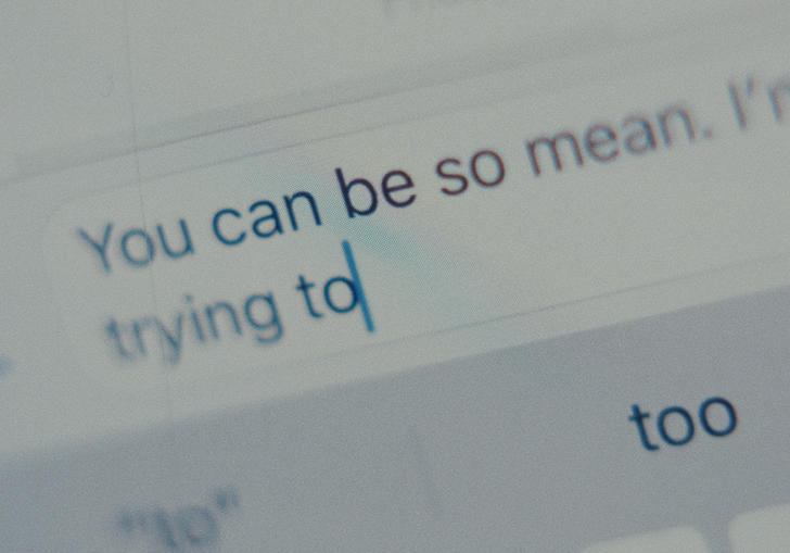 text message saying 'you can be so mean'