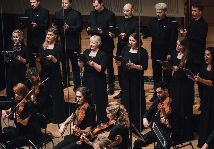 The Estonian Chamber Choir singing ethereally alongside the Australian Chamber Orchestra