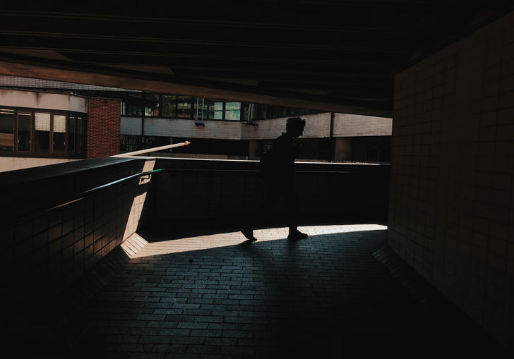 some man in the shadow at the barbican