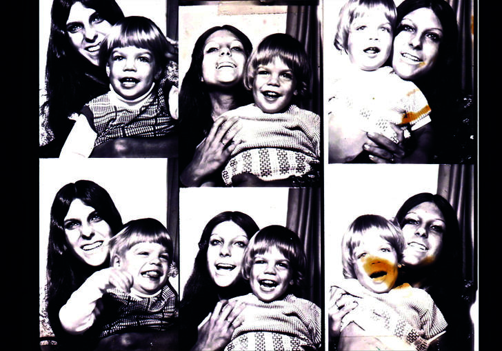 a camera roll of a woman with a young boy (mother and son) making faces at the camera