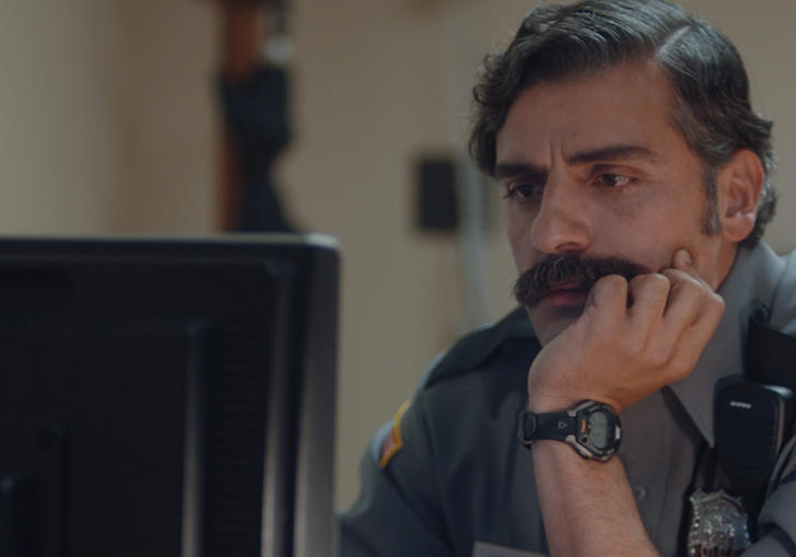 a police officer looking at a computer screen