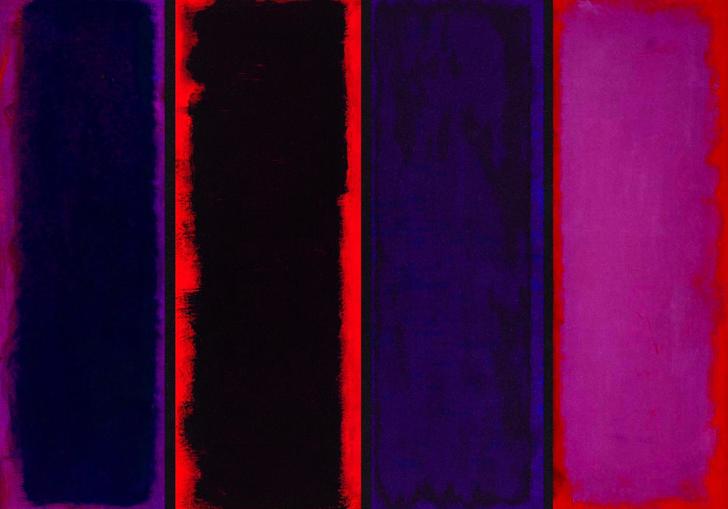 a graphic image made up of red blue and purple tones