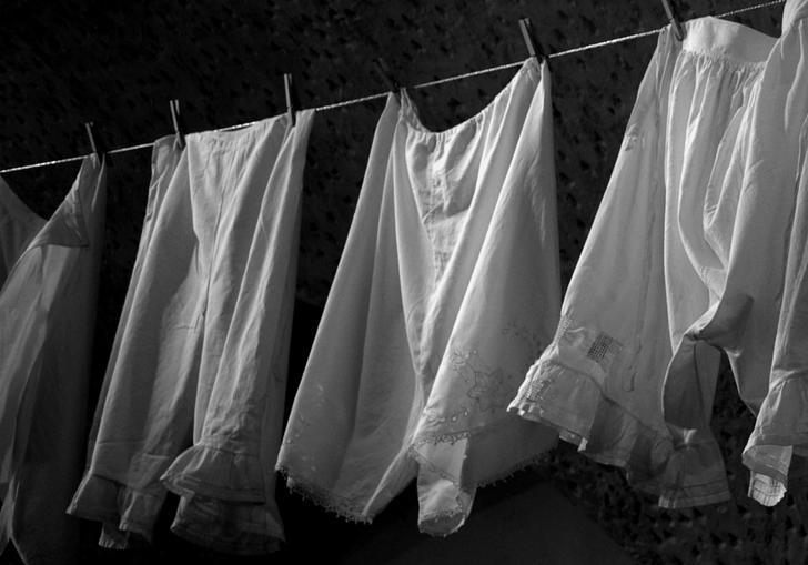 White garments on a washing line