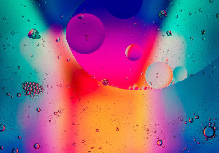 pink green and blue coloured bubbles