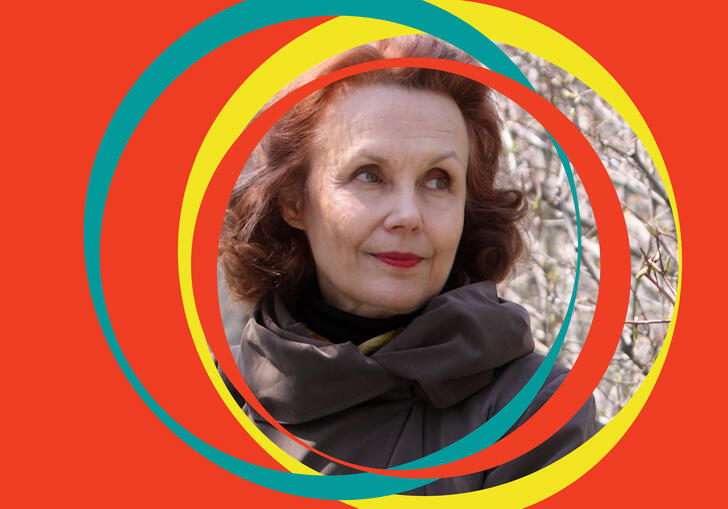 Kaija Saariaho image, centered around red BBC SO branding