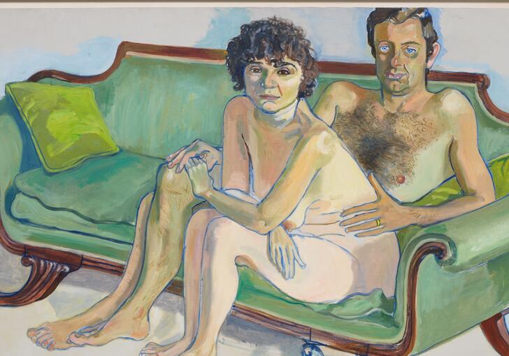painting by Alice Neel: Cindy Nemser and Chuck, 1975, Oil on canvas. 
