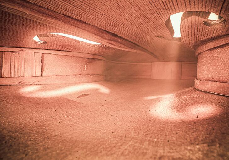 The inside of a violin