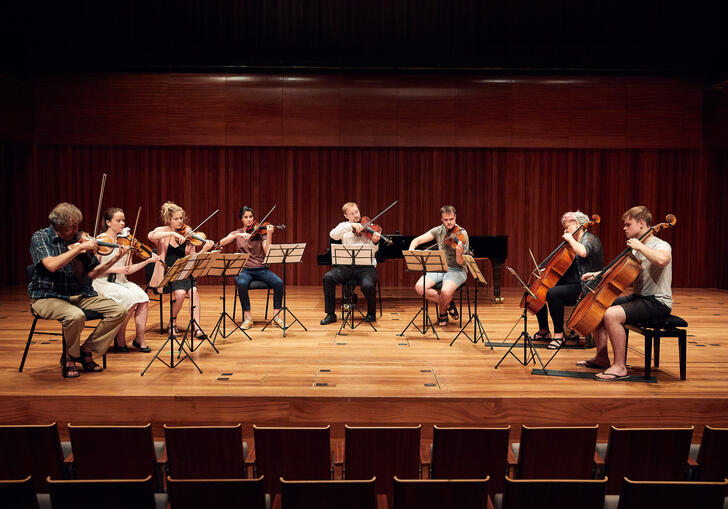 Guildhall School chamber musicians performing in a string octet