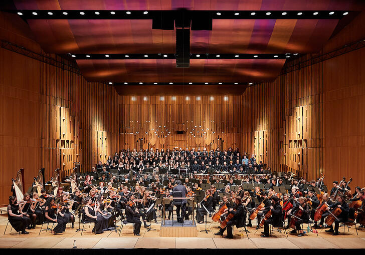 Guildhall Symphony Orchestra and Chorus on Barbican Hall stage