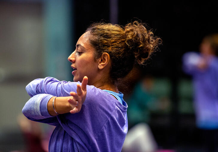 Kanwal Ahluwalia directing a Yogabliss session