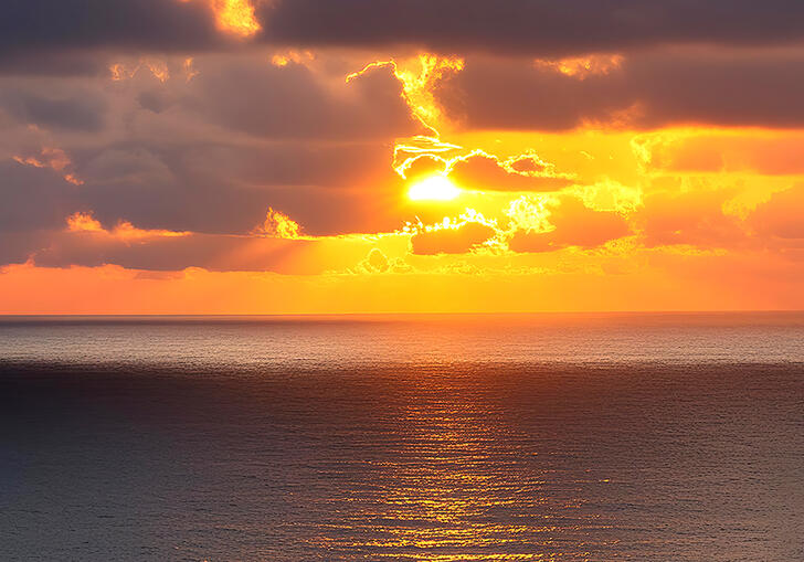 A photo of a sunset over the ocean