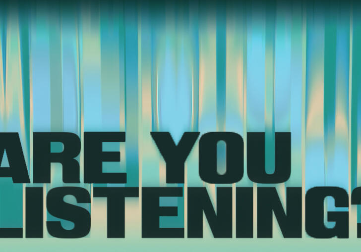 green blue background w/ are you listening call to action