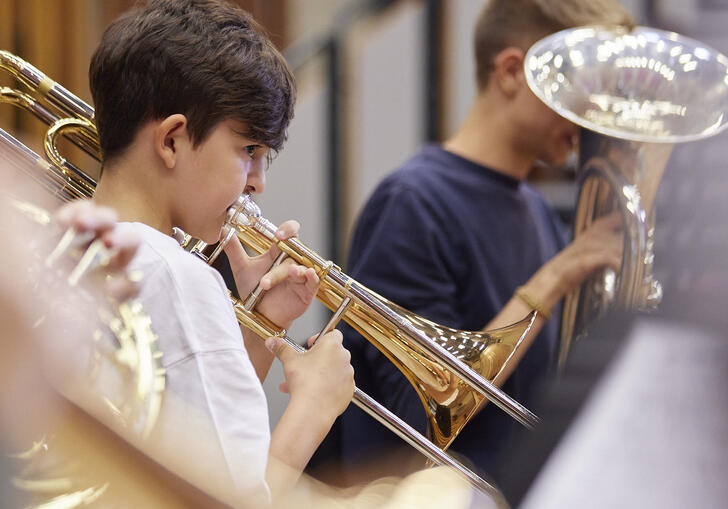 Junior Guildhall brass musicians