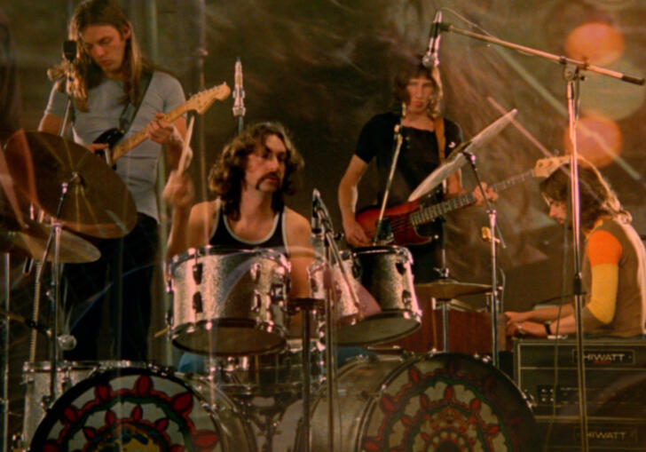 Pink Floyd perform on stage in Pompeii