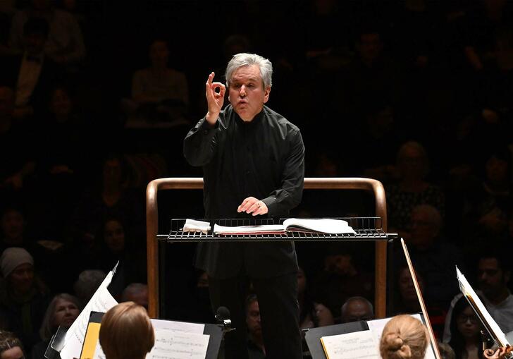 Sir Antonio Pappano conducting in the Barbican concert hall