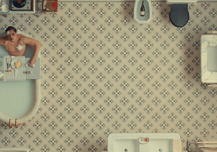 Zsa Zsa sits in a bathtub looking up 