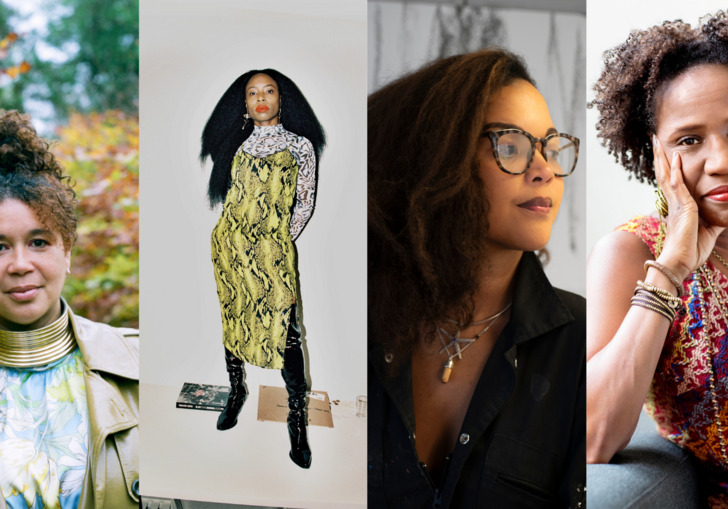 A collage of Alberta White, Jenn Nkiru, Phoebe Boswell, and Tina Campt. 