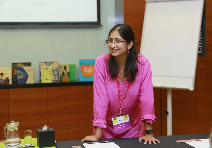 Chitra Soundar leading a workshop