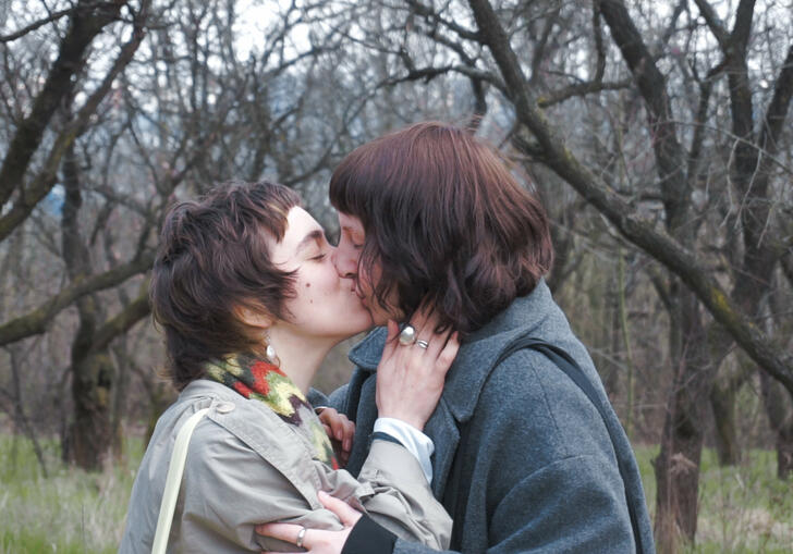 two women kissing